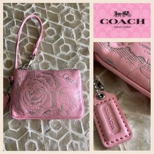 Coach Madison Jewel Rose vintage leather wristlet